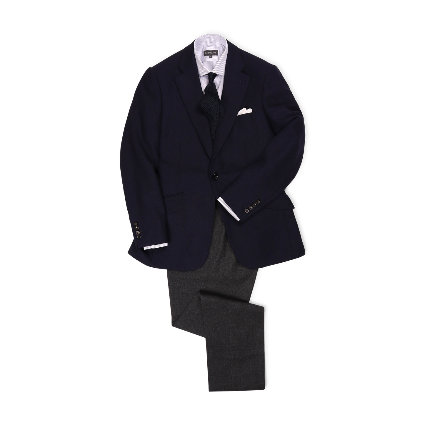 
                  
                    Classic Notch Lapel Jacket in Navy Hopsack Wool
                  
                