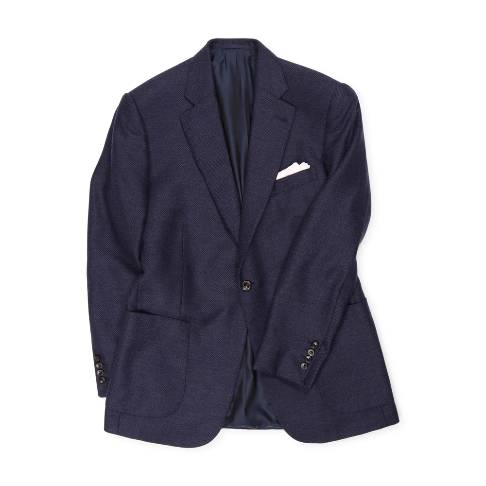 
                  
                    Single Breasted Notch Lapel Jacket in Navy Anniversary Wool
                  
                