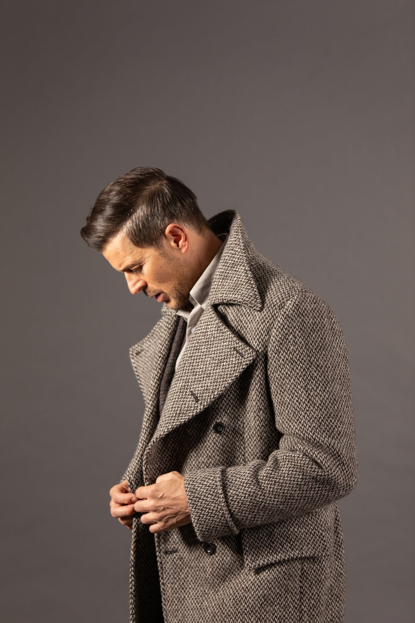 
                  
                    Greatcoat in Cream Barlycorn Wool
                  
                