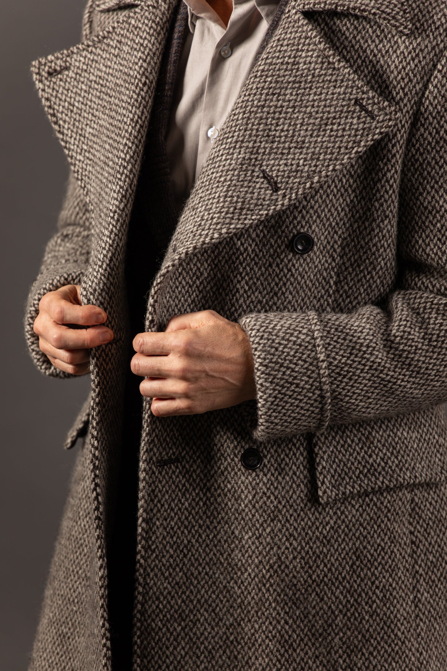 
                  
                    Greatcoat in Cream Barlycorn Wool
                  
                