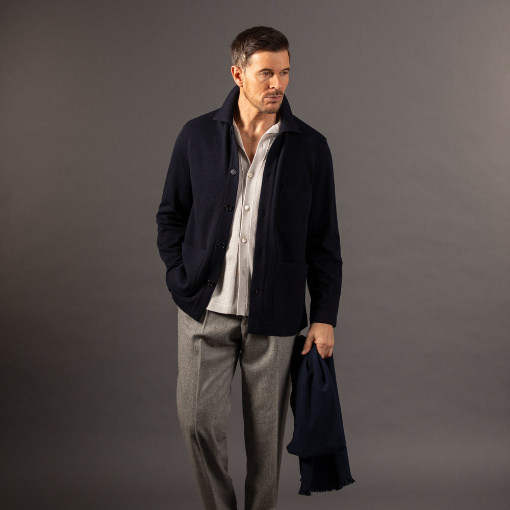 
                  
                    Pleat Front Trouser in Light Grey Flannel
                  
                