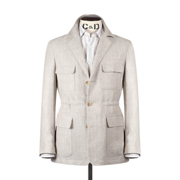 Safari Jacket in Beige Linen Hopsack – Cad & The Dandy New York Safari Jacket in Beige Linen Hopsack – Cad & The Dandy New York