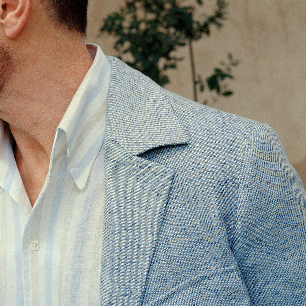 
                  
                    Safari Jacket in Sky Blue Summer Tweed
                  
                