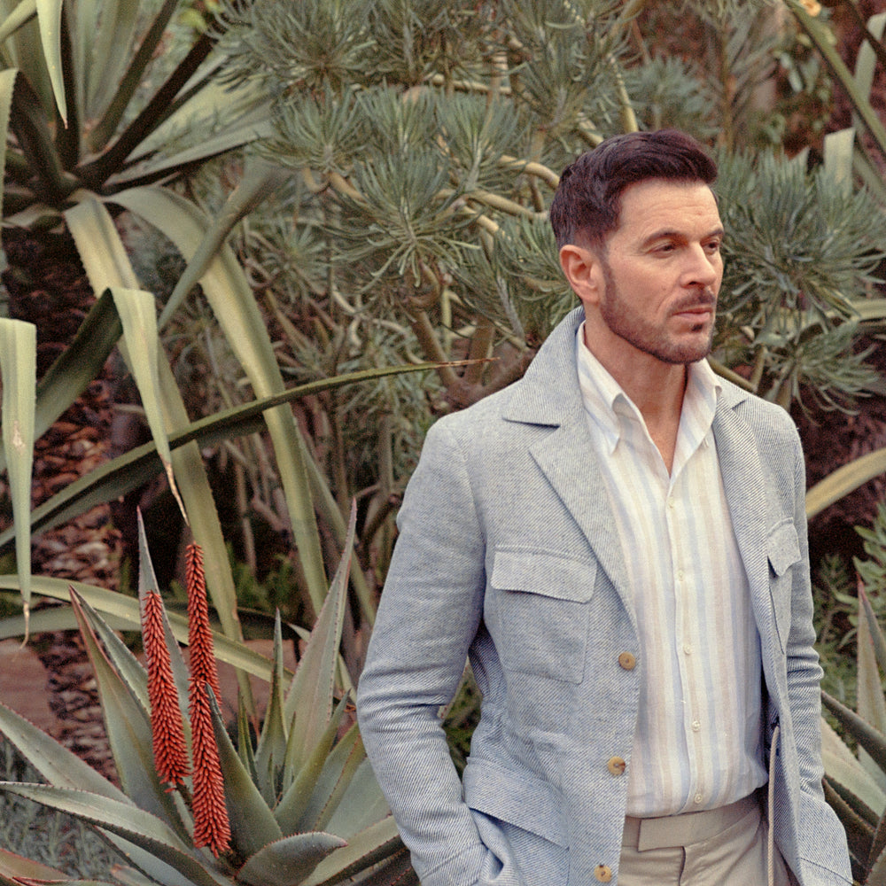 
                  
                    Safari Jacket in Sky Blue Summer Tweed
                  
                