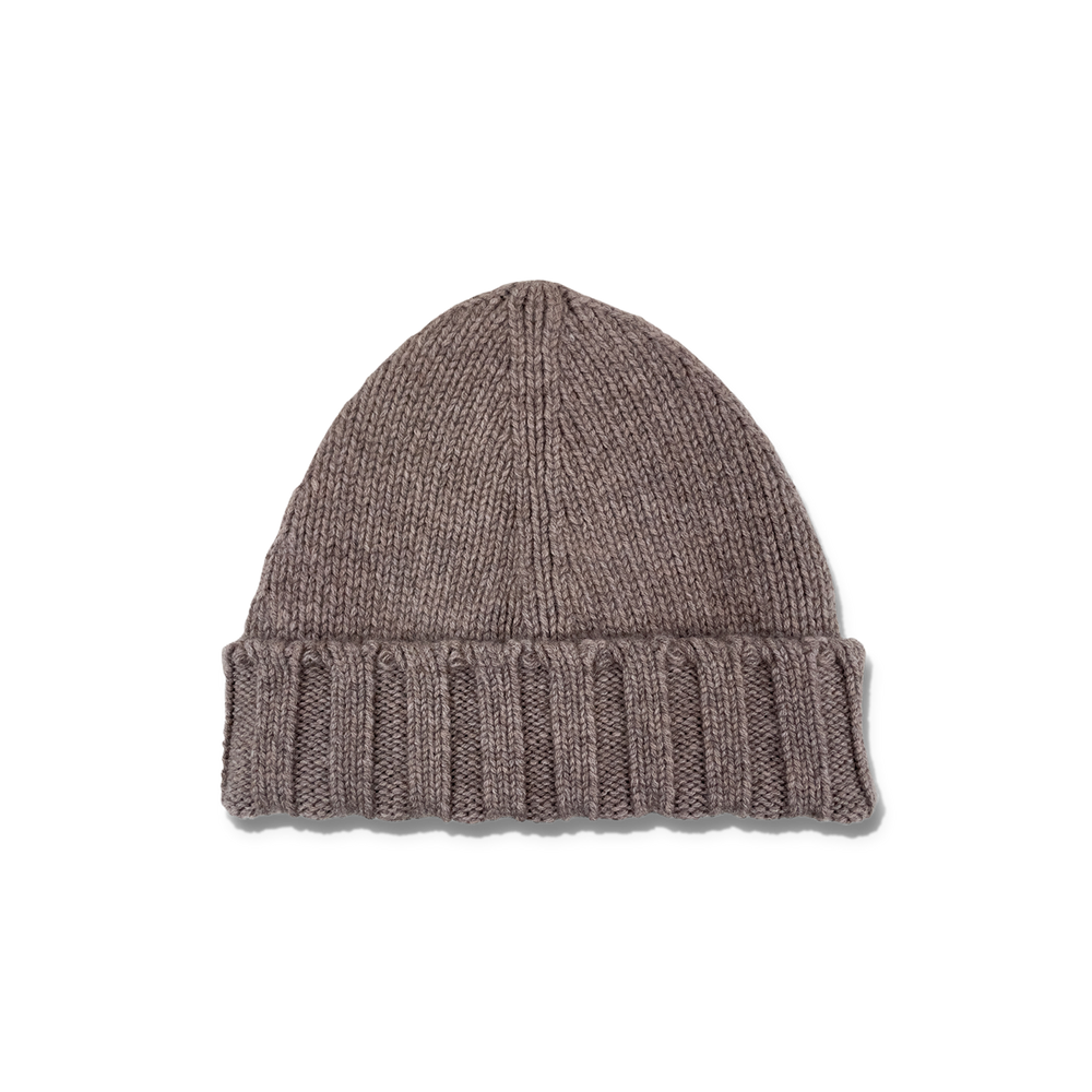 Knitted Pure Cashmere Beanie in Sand