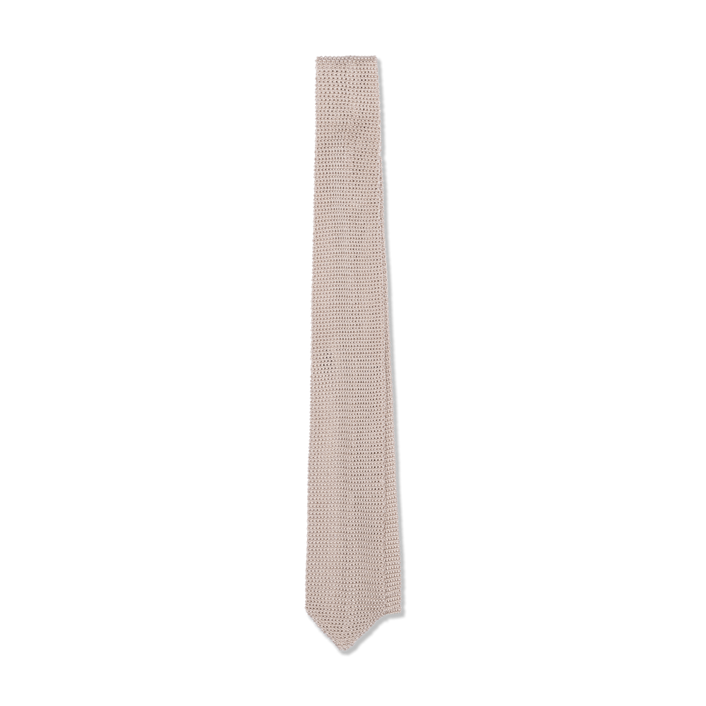 Silk Knitted Tie in Champagne