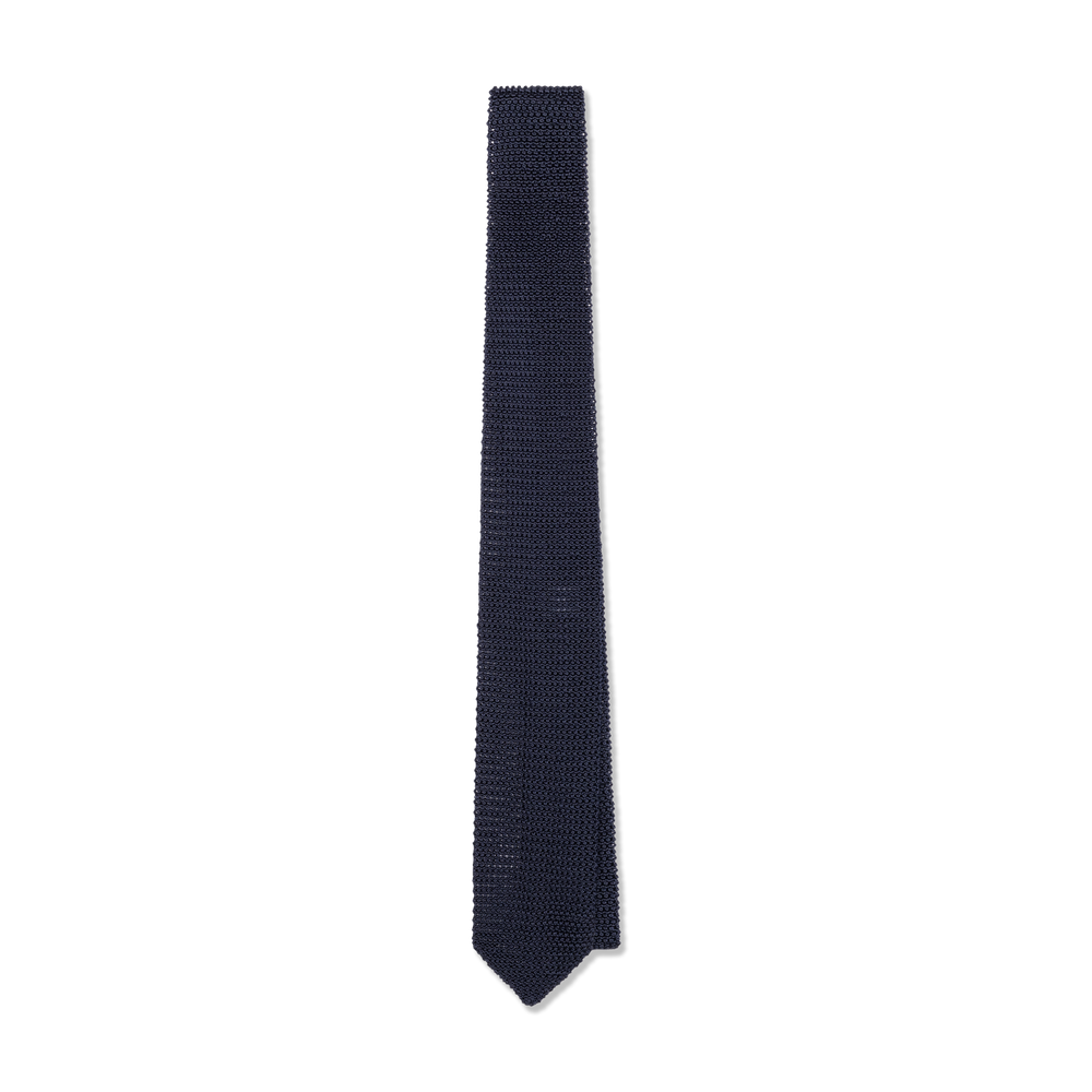 Silk Knitted Tie in Navy Blue