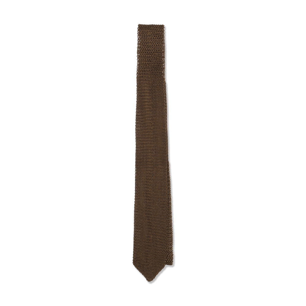 Silk Knitted Tie in Olive Green