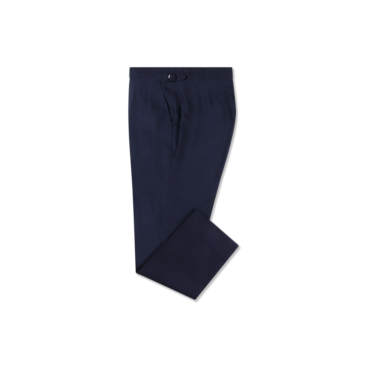 
                  
                    Single Breasted Peak Lapel Suit in Navy Wool Linen
                  
                