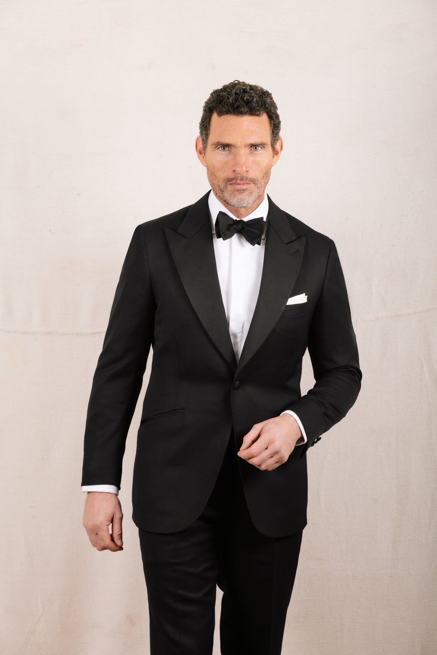 
                  
                    Peak Lapel Tuxedo in Black Barathea
                  
                