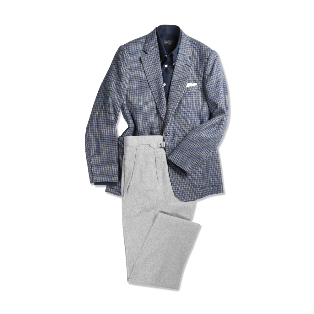 
                  
                    Single Breasted Notch Jacket in Blue Italian Tweed
                  
                