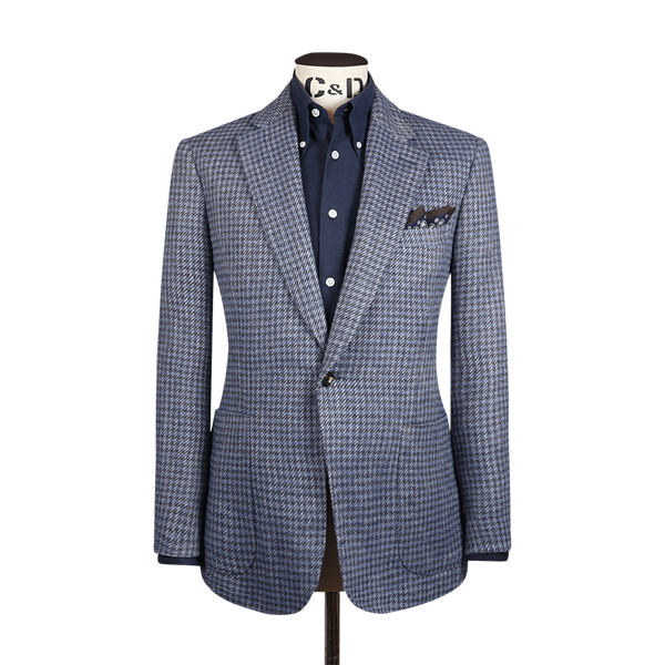 Single Breasted Notch Jacket in Blue Italian Tweed – Cad & The
