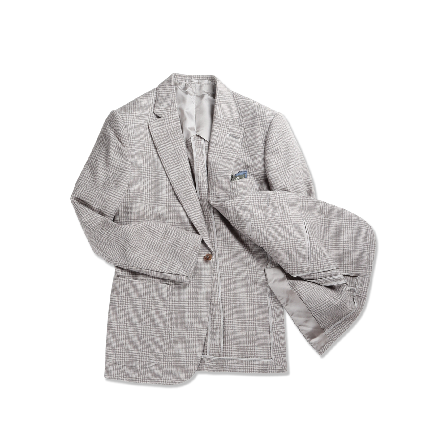 
                  
                    Single Breasted Notch Jacket in Cream and Silver Glen Check
                  
                