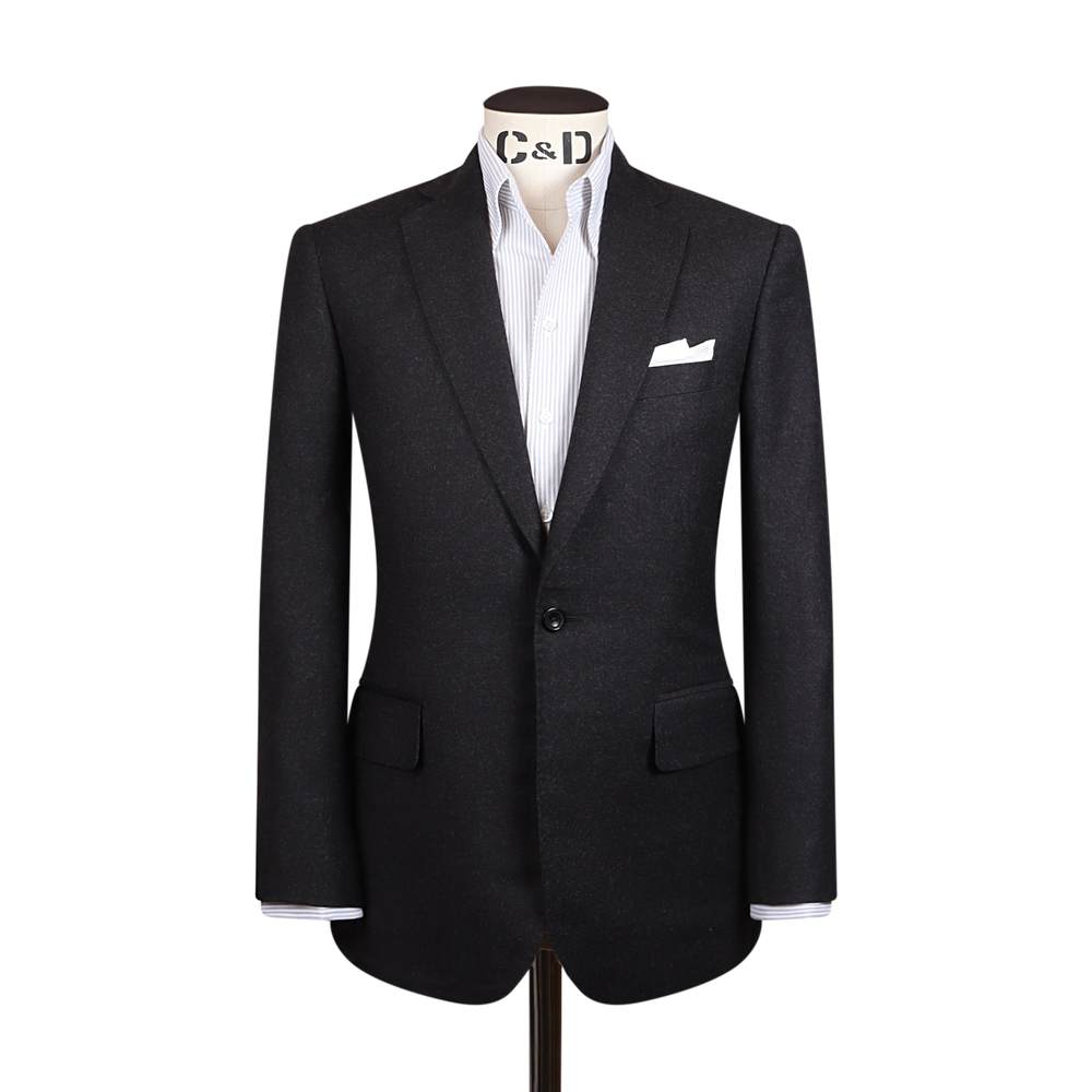 Single Breasted Notch Suit in Grey Flannel