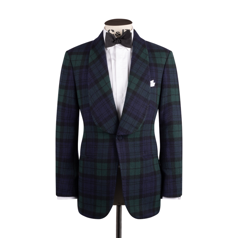 Wide Shawl Jacket in Tartan Cashmere