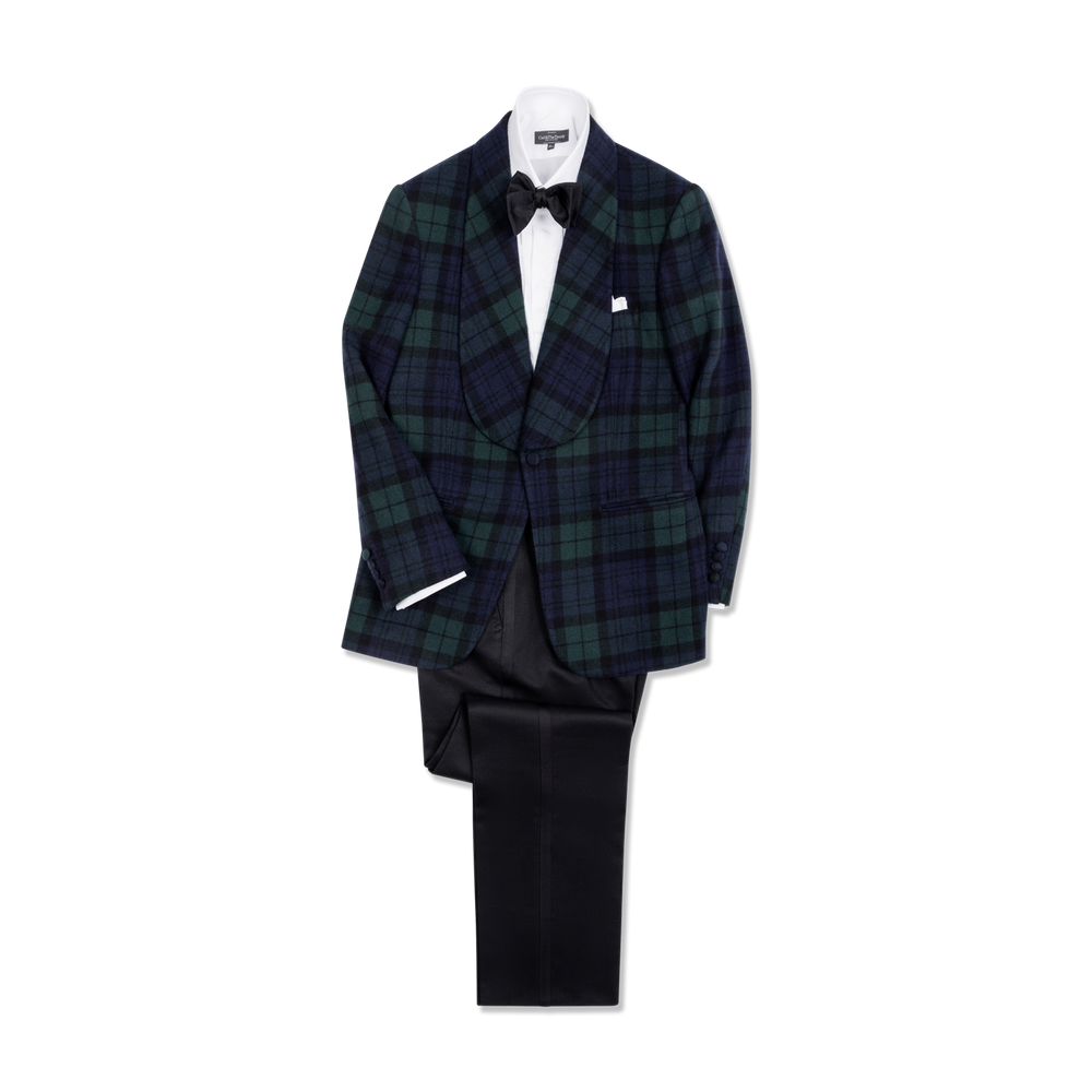 
                  
                    Wide Shawl Jacket in Tartan Cashmere
                  
                