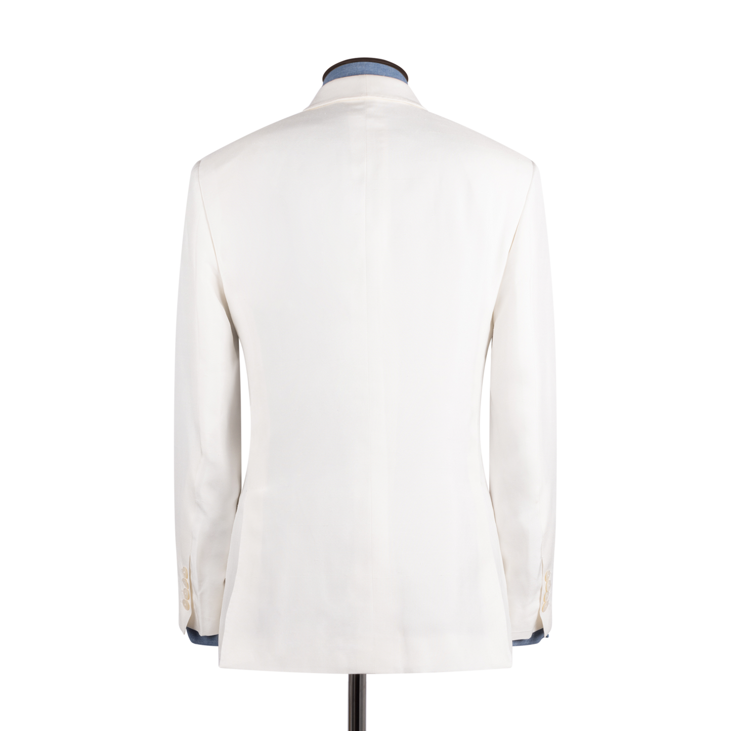 
                  
                    Double Breasted Shawl Jacket in Off White Raw Silk
                  
                